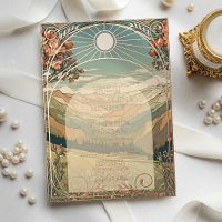 Elegante Vintage-Art-Nouveau-Sonnenuntergangs-Natu