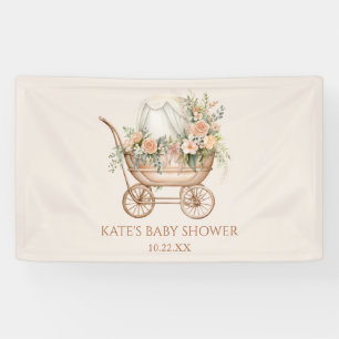 Elegante Vintage Baby Carriage Baby Shower Banner