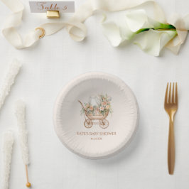 Elegante Vintage Baby Carriage Baby Shower Pappteller