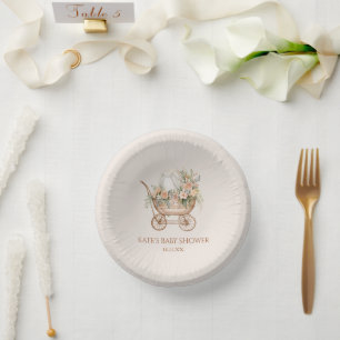 Elegante Vintage Baby Carriage Baby Shower Pappteller