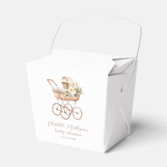 Elegante Vintage Baby Carriage Shower Geschenkschachtel (Vorderseite)
