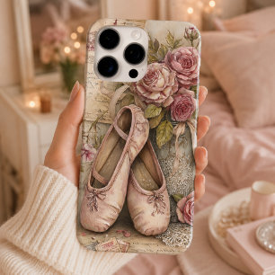 Elegante Vintage-Ballettschuhe und Rosen-Handyhüll iPhone 16 Pro Max Hülle