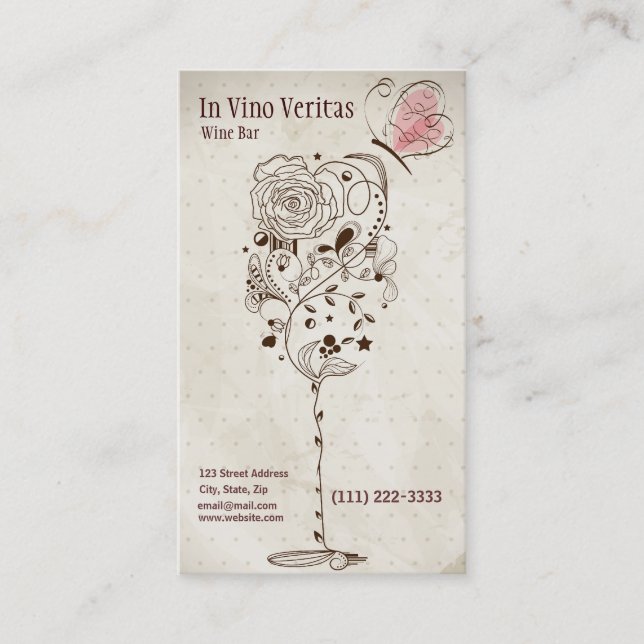 Elegante Vintage Bar Business Card Visitenkarte (Vorderseite)
