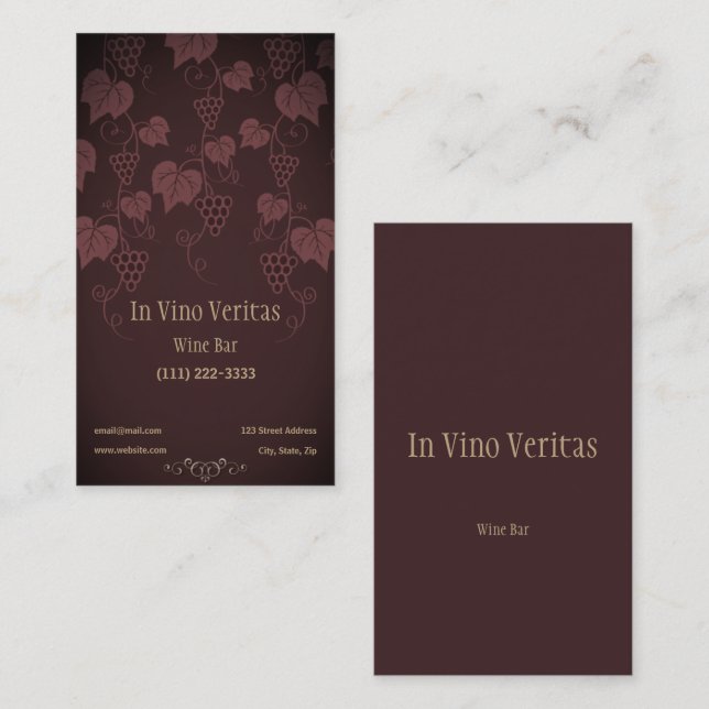 Elegante Vintage Bar Business Card Visitenkarte (Vorne/Hinten)