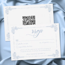 Elegante Vintage-Barock-Staubblaue Hochzeits-QR