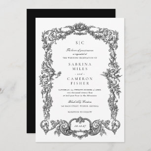 Elegante Vintage barocke Blumenzarge Einladung