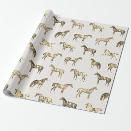 Elegante Vintage Beige gesattelte Pferde  Geschenkpapier