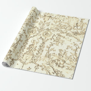 Elegante Vintage-Beige-Toile im französischen Land Geschenkpapier