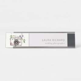 Elegante Vintage Bläserkamera Schreibtischnamensplakette