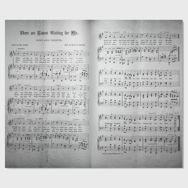Elegante Vintage Blatt Musiknoten Liebe Song Geschenkpapier (Flach)