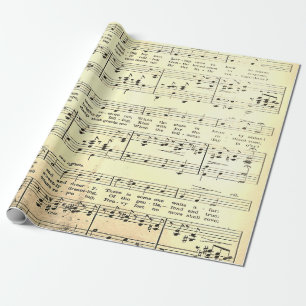 Elegante Vintage Blatt Musiknoten Sepia Beige Geschenkpapier