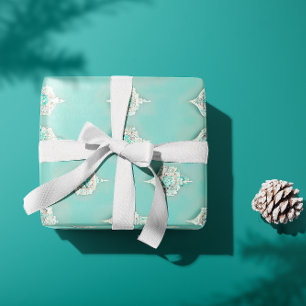 Elegante Vintage Blaue Diamantkaskade Geschenkpapier