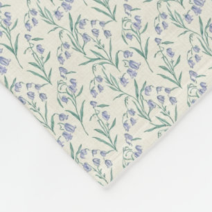 Elegante Vintage Blaue Glockenblume & Gedämpftes T Fleecedecke