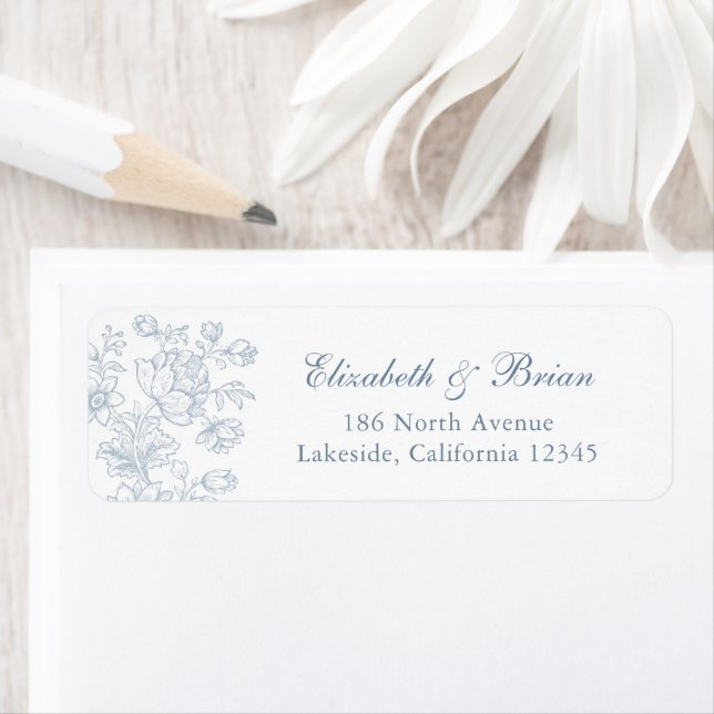 Elegante Vintage Blauer Script-Hochzeitadresse (Insitu)