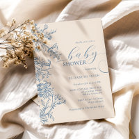 Elegante Vintage Blue Beige Babydusche