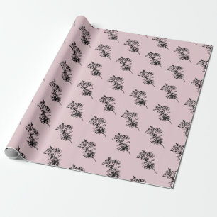 Elegante Vintage Blume auf rosa, benutzerdefiniert Geschenkpapier