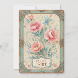 Elegante Vintage Blume Blumenstrauß Einladung