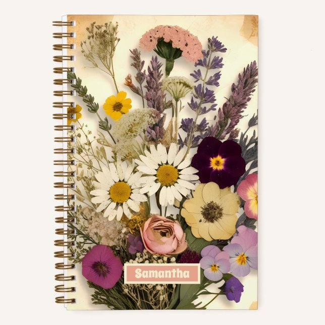 Elegante Vintage Blume Bouquet Journal Notizbuch (Vorderseite)