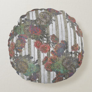 Elegante Vintage Blume, französisch gekitzelt Stri Rundes Kissen