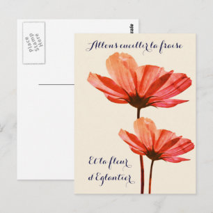Elegante Vintage-Blume mit französischem Frühjahrs Postkarte