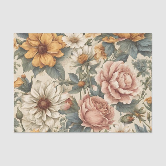 Elegante Vintage Blume Seidenpapier (Vorderseite)