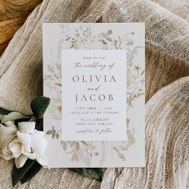 Elegante Vintage Blumen Creme Hochzeit Einladung