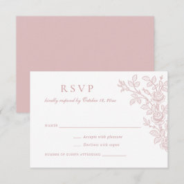 Elegante Vintage-Blumen Dusty Rose Hochzeit-RSVP Einladung