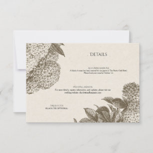 Elegante Vintage-Blumen-Hochzeits-Details-Karte Einladung