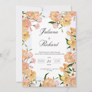 Elegante Vintage Blumen Hochzeits Einladung 
