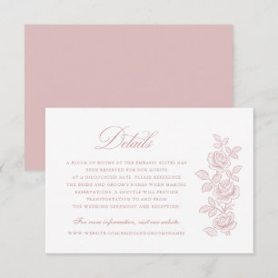 Elegante Vintage-Blumen-Hochzeitsdetails in Blassr Einladung