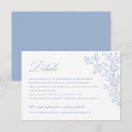 Elegante Vintage Blumen Hochzeitsdetails in Staubb Einladung