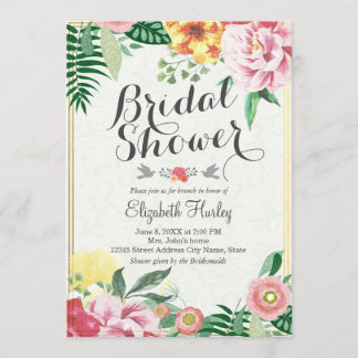 Elegante Vintage-Blumen-Hochzeitsduscheinladungen Einladung