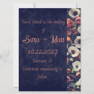 Elegante Vintage-Blumen-Hochzeitseinladung