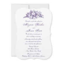 Elegante Vintage-Blumen-Hochzeitseinladung Lila