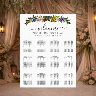 Elegante Vintage Blumen Hochzeitssitzordnung Poster