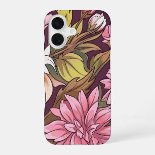 Elegante Vintage-Blumen-Hülle mit rosa Dahlie für iPhone 16 Hülle