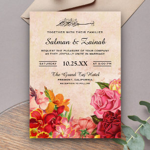 Elegante Vintage-Blumen islamische muslimische Hoc Einladung