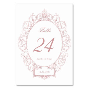 Elegante Vintage Blumen-Ornament-Rahmen Hochzeit Tischnummer