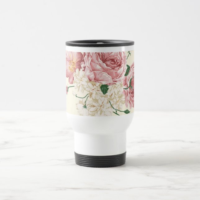 Elegante Vintage Blumen Reisebecher (Mittel)
