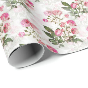 Elegante Vintage-Blumen Rosa Blüten Geschenkpapier