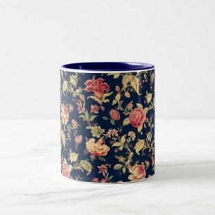 Elegante Vintage-Blumen-Rosen-Tasse Zweifarbige Tasse