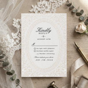 Elegante Vintage-Blumen-Spitze traditionelle Hochz RSVP Karte