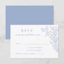 Elegante Vintage-Blumen-Staubblau-Hochzeits-RSVP