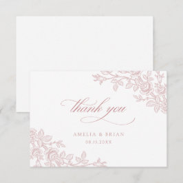 Elegante Vintage-Blumen-Staubrose-Hochzeit Dankeskarte