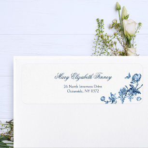 Elegante Vintage-Blumen-Toile-Blau