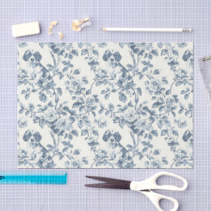 Elegante Vintage-Blumen- und Hunde-Toile-Decoupage Seidenpapier