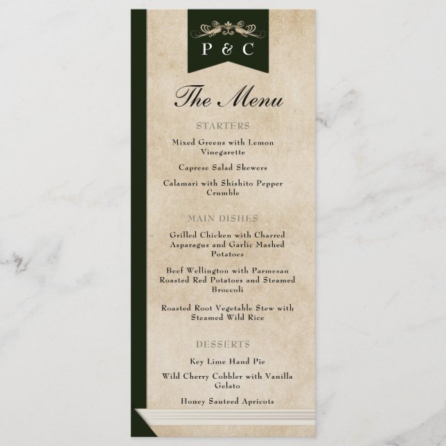 Elegante Vintage Blumenbibliothek Buchdecke Hochze Menükarte (Vorderseite)