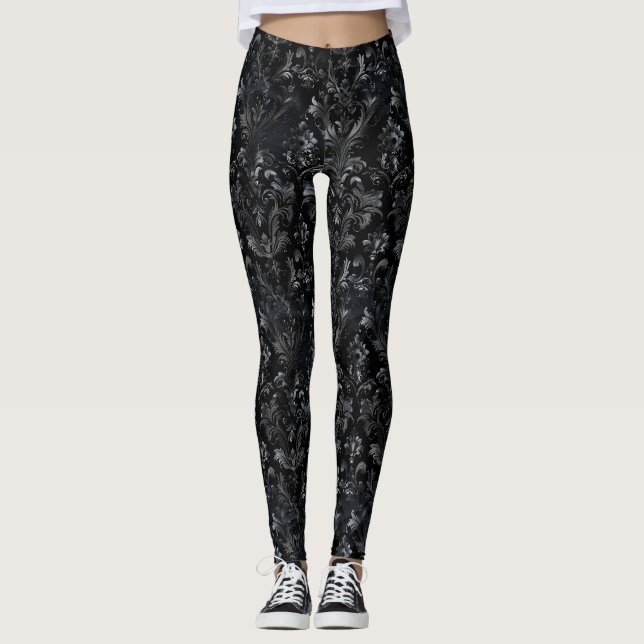 Elegante Vintage Blumendrucke Leggings (Vorderseite)