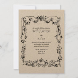 Elegante Vintage Blumengärten & Ribbons Hochzeiten Einladung