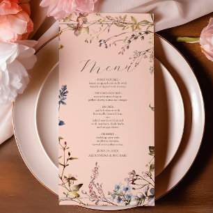 Elegante Vintage Blumenhochzeit Menükarte